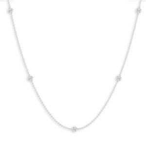 14K White Gold Natural Diamond Station Necklace ✨Like New 💎